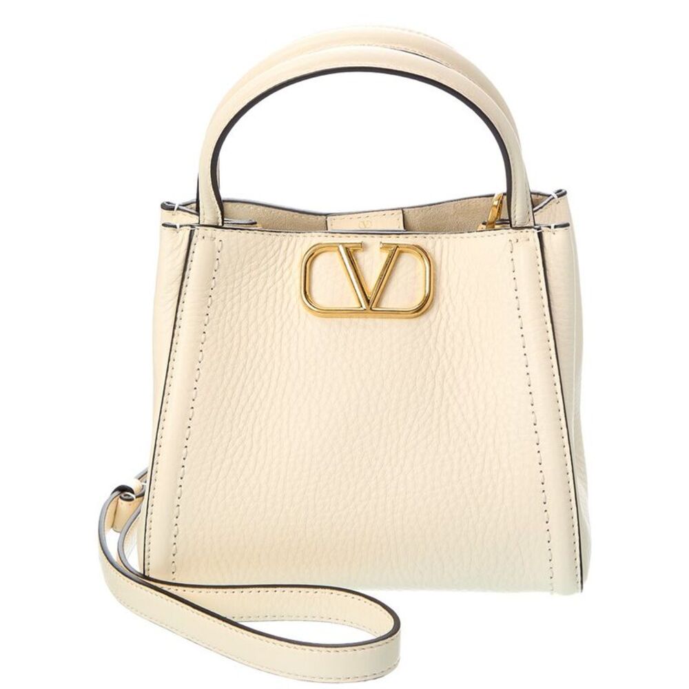 Valentino Vlogo Leather Shoulder Bag, White